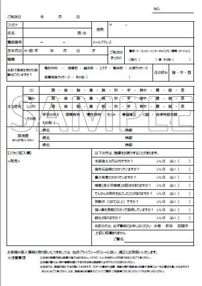 カルテサンプル表